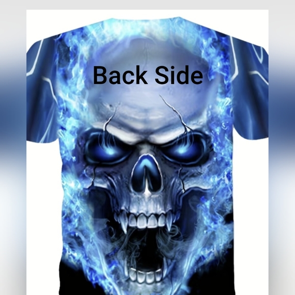 Men's Blue Skull T-shirt Novelty 3D Digital Print Medium (38) NWT - Picture 2 of 8